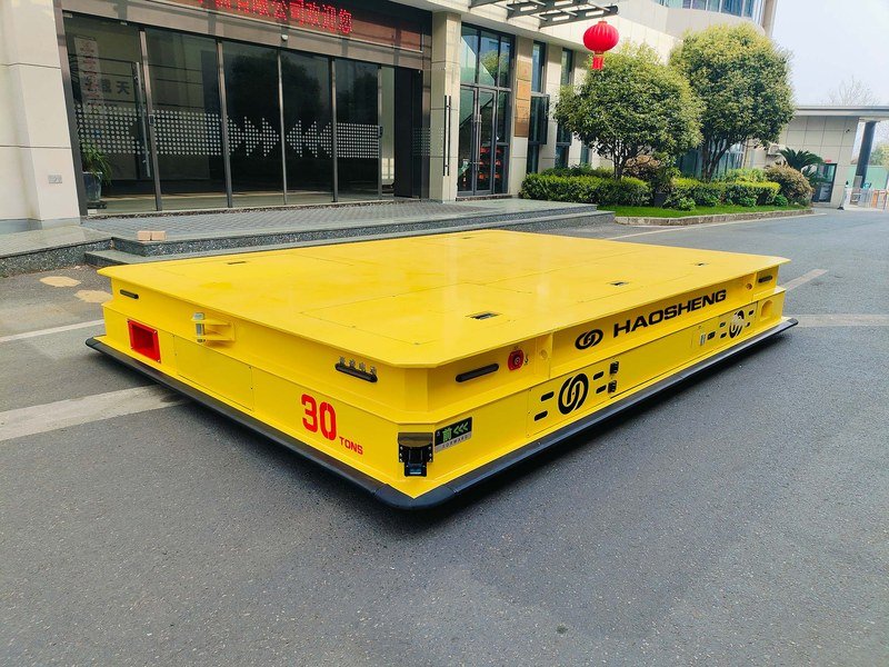 30-ton custom AGV showing flat machined deck structure