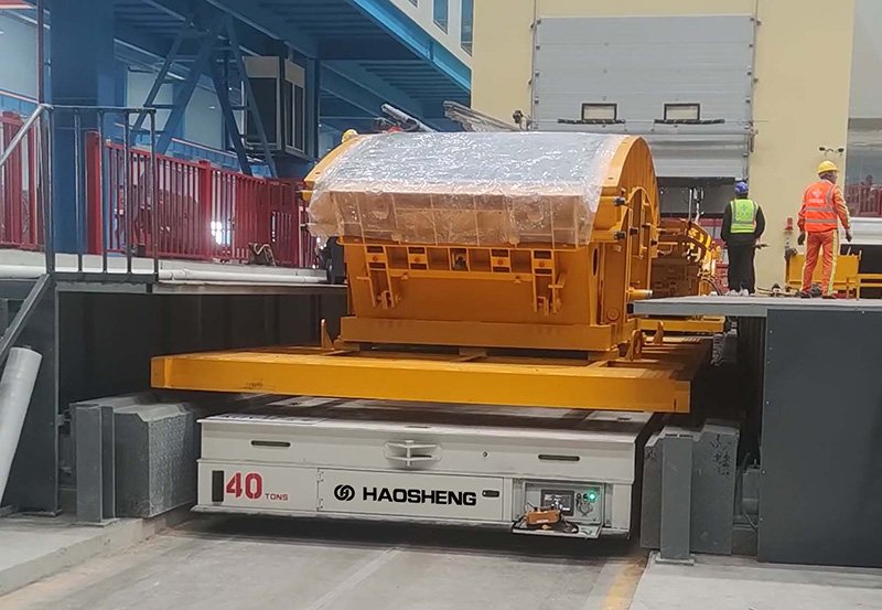 40-ton custom lifting AGV with elevated load deck