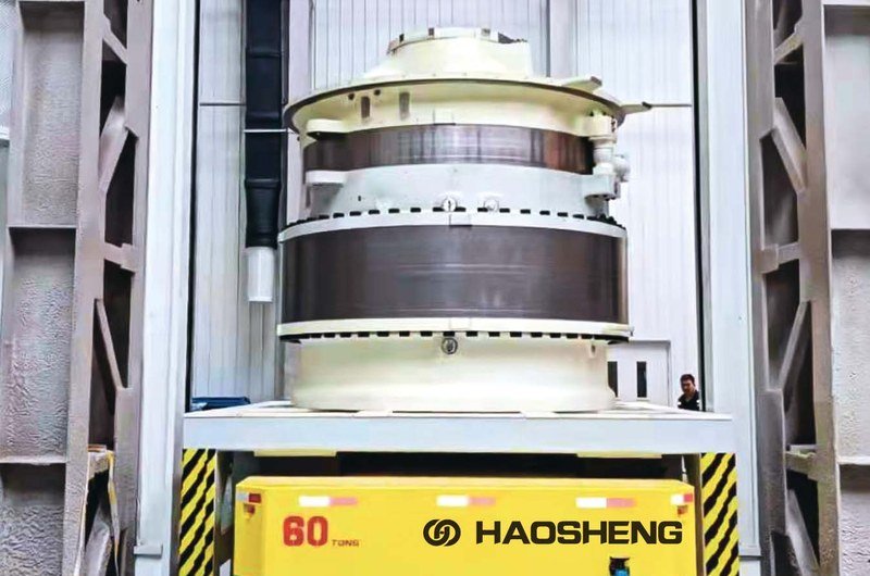 60-ton heavy under-ride lifting AGV in a fabrication plant