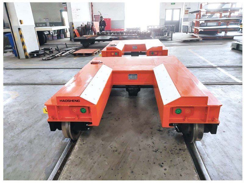RGV feeding material to a leveling and blanking line